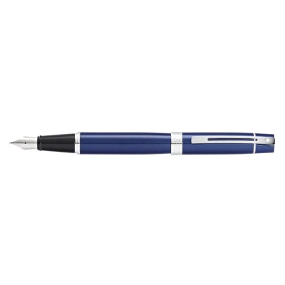 Afbeelding van Sheaffer 300 Glossy Blue Lacquer Vulpen Schrijfwijze: FijnMedium Kleur: Zwart De Vulpenwereld