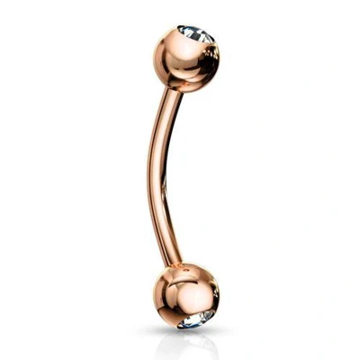 Afbeelding van Piercing rond gold plated rose kleur wit steentje 1.2x6