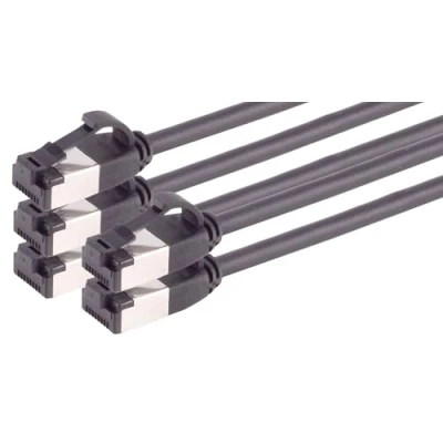 Afbeelding van 1aTTack.de 2m Cat 8.1 Lan kabel Netwerkkabel (5 stuks) 8 Ethernet met RJ45 stekker Slank en dun 40 Gbps overdrachtssnelheid Zwart 2,0 meter