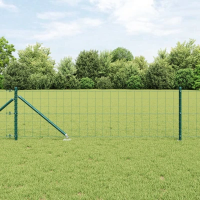 Afbeelding van vidaXL Euro Hek met 13 Spijkerposts 0.4x25 m Vergalvaniseerd Staal Groen
