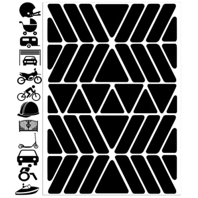 Afbeelding van Biomar Labs® Reflectoren, reflecterende stickers, folie, zwart, stickers blad (45 stuks), zelfklevende reflector, veiligheidssticker D 75