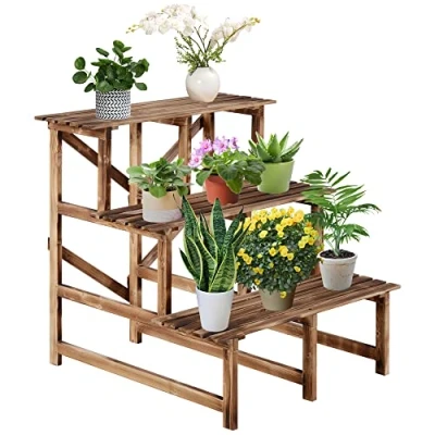 Afbeelding van Outsunny Plantenetagere bloementrap plantenrek bloemenbank standaard 3 trappen vurenhout 845 114