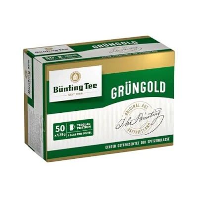Afbeelding van Bünting Tee Groengoud, 50 mokkenzakken, 5 stuks