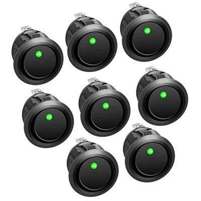 Afbeelding van APIELE 8 stuks tuimelschakelaar, 2 posities aan uit met led schakelaar, DPST 3 pins, 12 V 20 A knop rocker tuimelschakelaar voor auto, boot, huishoudelijke apparaten KCD2 102N (groen)