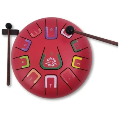 Afbeelding van TAMBÚ stalen trommel 8&quot; 11 noten handpan metalen slaginstrument mat rood