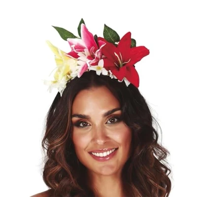 Afbeelding van Fiestas Verkleed haarband met bloemen multi meisjes/dames Hawaii/flower Power Verkleedhaardecoratie