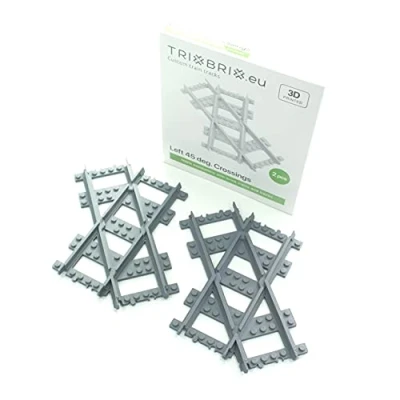 Afbeelding van Trixbrix.eu Links 45 graden Crossings Compatibel met Lego City Train Sets 60197 60198 10277 60205 60238 60337