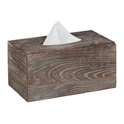 Afbeelding van Relaxdays tissuehouder shabby tissue box hout zakdoekendoos rechthoek bruin