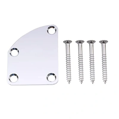 Afbeelding van Musiclily 4 Schroefgaten Gebogen Gitaar Neck Plate,Chroom