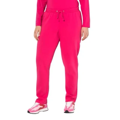 Afbeelding van Ulla Popken grote maten plus size sweatbroek, knuffelzachte binnenkant, elastische tailleband, rood/roze., 32W x 32L