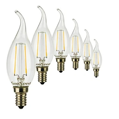 Afbeelding van SunSeed 6x gloeidraad LED vlam lamp E14 2W vervangt 25W warm wit 2700K