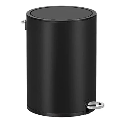 Afbeelding van SONGMICS Cosmeticablik, 3 liter, afvalbak badkamer, kleine met deksel, softclose, uitneembare plastic binnenbak, voor kantoor, staal, zwart LTB011B01