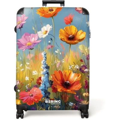 Afbeelding van NoBoringSuitcases.com® Koffer groot Reiskoffer lichtgewicht Geschilderde bloemen Rolkoffer met 4 wielen Grote trolley XL 98 liter bagage