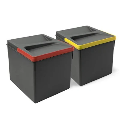 Afbeelding van EMUCA 8197623 Recyclingcontainers voor keukenlade, hoogte H 216 mm (2 x 12 L), Actraciet grijs