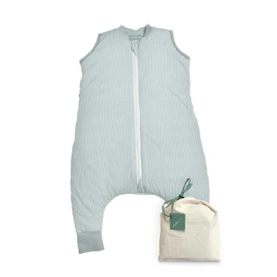 Afbeelding van molis&amp;co. Babyslaapzak met voeten. 2,5 TOG. Maat: 70 cm. Ideaal voor de overgangsperiode en winter. Blue Surf. 100% katoen (Oeko Tex 100).