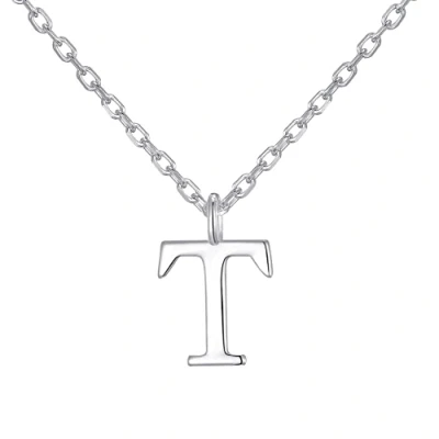 Afbeelding van Philip Jones Sterling zilveren initiaal T ketting, T, zilver