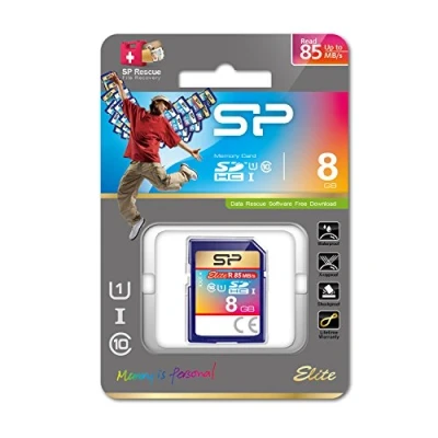 Afbeelding van Silicon Power Elite 8GB SDHC Class 10 UHS I Flashgeheugen (8 GB, SDHC, 10, I, blauw)