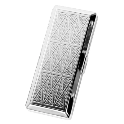 Afbeelding van Mooie Stijlvolle Eenvoudige Metalen Dames En Mannen Sigaret Case Houdt 10 100mm Sigaretten (Gras Zilver)