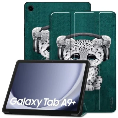 Afbeelding van TECH PROTECT SmartCase Klaphoes, beschermhoes met standaard, magnetische hoes, compatibel Samsung Galaxy Tab A9+ Plus 11.0 X210/X215/X216, witte kat