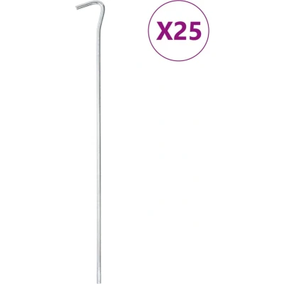Afbeelding van vidaXL Tentharingen 25 st Ø5 mm 30 cm gegalvaniseerd staal