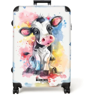 Afbeelding van NoBoringSuitcases.com® Koffer groot Reiskoffer lichtgewicht Leeuw Neon Kleurrijk Rolkoffer met 4 wielen Grote trolley XL 98 liter bagage