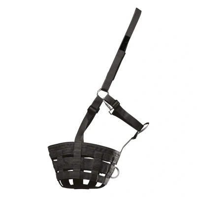 Afbeelding van Waldhausen Grasmuilkorf Gevoerd Zwart Paardenaccessoires Full