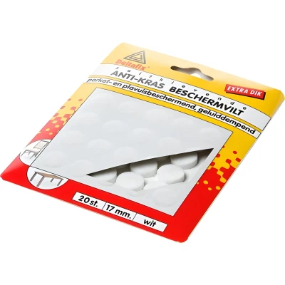 Afbeelding van Deltafix Anti krasvilt Rond 17mm Wit 20 stuks