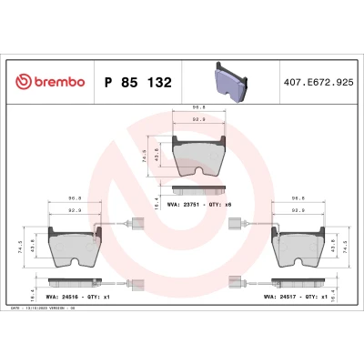 Afbeelding van Brembo Remblokset P 85 132