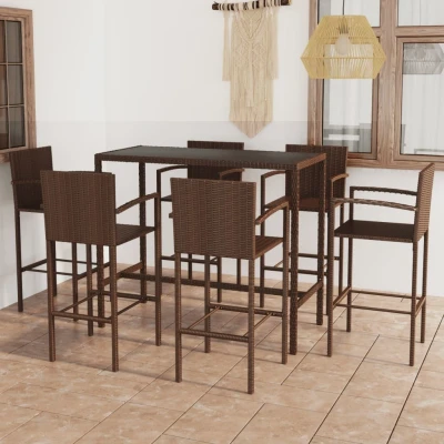 Afbeelding van 7 delige Tuinbarset poly rattan bruin
