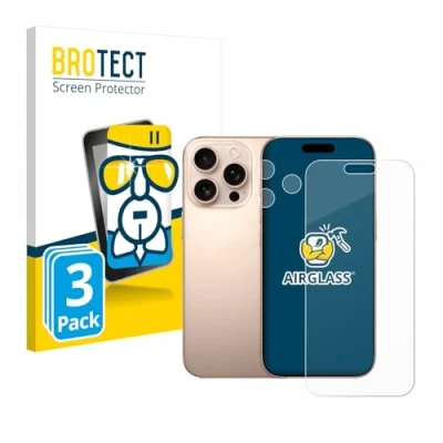 Afbeelding van BROTECT Glas Screen Protector voor Apple iPhone 16 Pro Max (Voor+Camera) (3 Stuks) Schermbeschermer [9H Hardheid, Beschermglas Folie niet Gehard Glas]