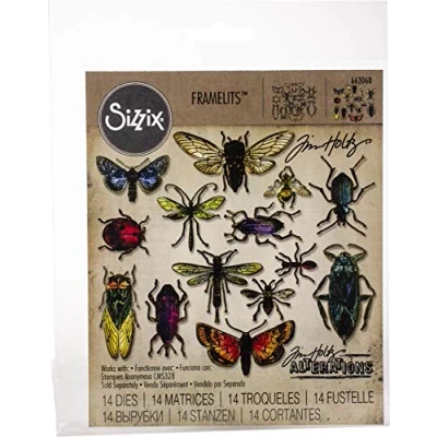 Afbeelding van Sizzix Framelits Stansvormen Set Entomology van Tim Holtz (pak 14), meerkleurig