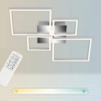 Afbeelding van BRILONER FRAME LED plafondlamp CCT kleurtemperatuurregeling incl. afstandsbediening traploos dimbaar via nachtlichtfunctie timerfunctie IP20 40W