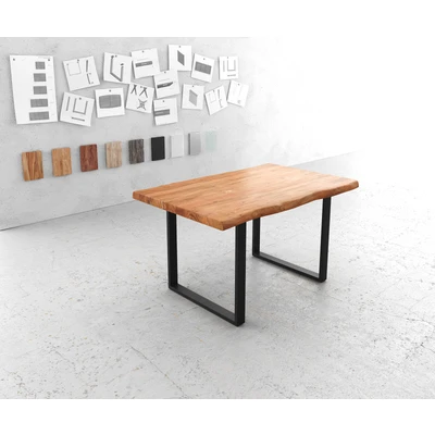 Afbeelding van Eetkamertafel Classic Edge acacia natuur 140x90 Frame schuin roestvrij staal