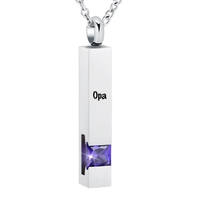 Afbeelding van Luxe Ashanger Met Ketting En Gravering Opa Assieraad Zilverkleurig Paarse Steen As Gedenksieraad Urn Incl. vuller