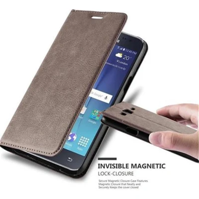 Afbeelding van Cadorabo Hoesje geschikt voor Samsung Galaxy J5 2015 in KOFFIE BRUIN Beschermhoes Case magnetische sluiting Cover