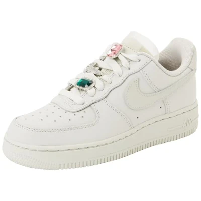 Afbeelding van Nike Sportswear AIR Force 1 Sneakers laag, Dames, Maat: 40.5, Light bone/kelly green/pink foam/black Leer