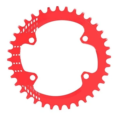 Afbeelding van Tbest 42t Narrow brede Chainring, pedaalplaat, smalle kettingring 96 mm BCD 32T 34T 36T 38T fiets enkele ketting ring beschermer compatibel M6000 m7000 M8000 mountainbike (36T rood)