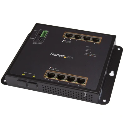 Afbeelding van StarTech.com 8 poorts PoE+ Gigabit ethernet switch met 2 SFP connecties managed wandmonteerbaar