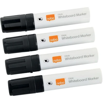 Afbeelding van Nobo Glide Whiteboard Markers Stiften Met Beitelvormige Punt 4 Stuks Zwart