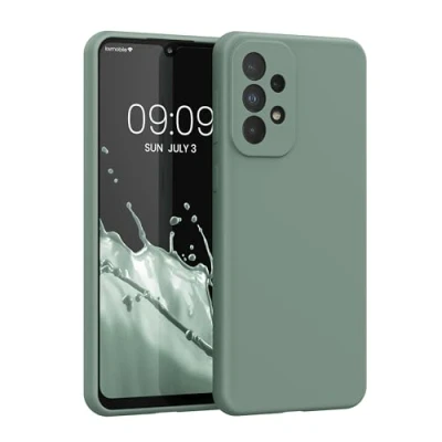 Afbeelding van kwmobile telefoonhoesje geschikt voor Samsung Galaxy A33 5G Hoesje met siliconen coating Smartphone case in Regenwashed groen