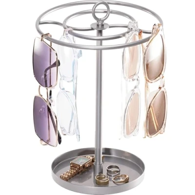 Afbeelding van ProCase 360 graden draaibare brillenstandaard, brillenhouder voor meerdere brillen, zonnebrilhouder, zonnebril, organizer maximaal 20 brillenhouder, brilhouder, zilverkleurig