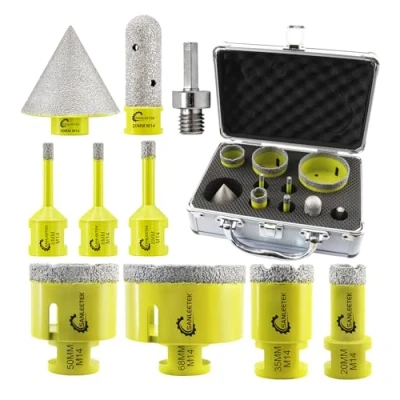 Afbeelding van SANLEETEK diamant tegelboorset 10 stuks (6/6/8/20/35/50/68 mm + 20 vingerfrees 50 diamantdraadboor adapter), gatenzaag voor keramische tegels, porselein, marmer, graniet, M14