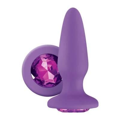 Afbeelding van Paarse Siliconen Buttplug met Glanzende Steen