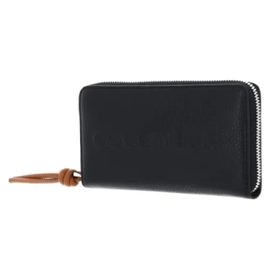 Afbeelding van COCCINELLE Leren Portemonnee Metallic Soft Wallet Grained Leather Noir / Cuir Zwart
