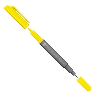Afbeelding van Marabu 01470003019 Permanent Marker Graphix in geel, met dubbele punt 1 2 mm en 0,5 mm, briljante kleuren, sneldrogende, op alcohol gebaseerde inkt, geurarm waterdicht