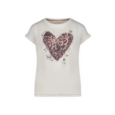 Afbeelding van Cartoon Tshirt print, Dames, Maat: 34, Patch cream beige