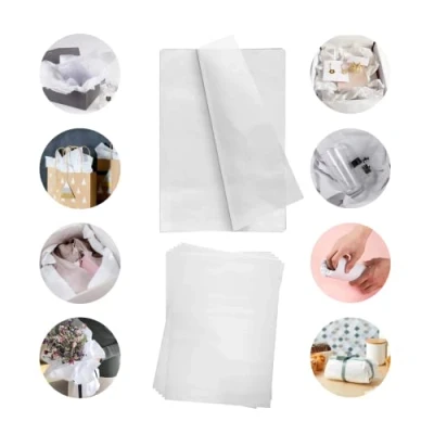 Afbeelding van 100 vellen zuurvrij tissuepapier wit MG 18 gsm inpakbaar decoratief schets en snijpapier voor kunst ambacht verpakking 450 mm x 700