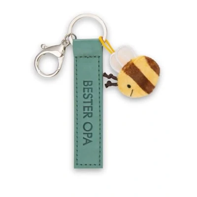 Afbeelding van NICI Sleutelhanger Bester Opa Kunstlederen band 10 cm met bijen groen trouwe metgezel voor rugzak of tas, sleutelhouder klein en groot 62002