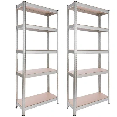 Afbeelding van 2x Arebos rek voor zware lasten kelderrek opbergrek insteekrek 180 x 75 30 cm 5 MDF platen set van 2 350 kg