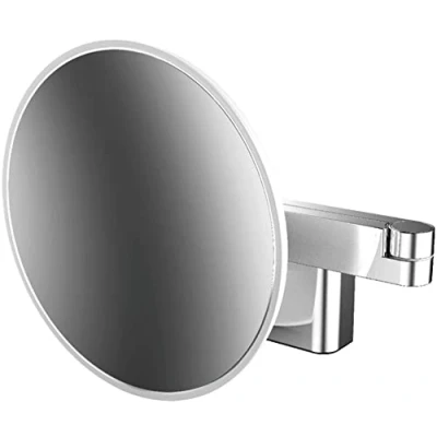 Afbeelding van Emco scheer en cosmeticaspiegel rond met 2 schakelaars voor lichtsterkte kleur 20cm wandmodel armig vergroting 5 voudig 109506030